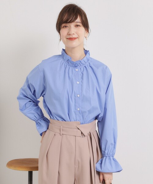 ITS'DEMO（イッツデモ）の「【洗濯機OK】スタンドフリルブラウス（シャツ/ブラウス・レディース・ブルー/ブルー系7/ピンク系3・00）」の9枚目の写真