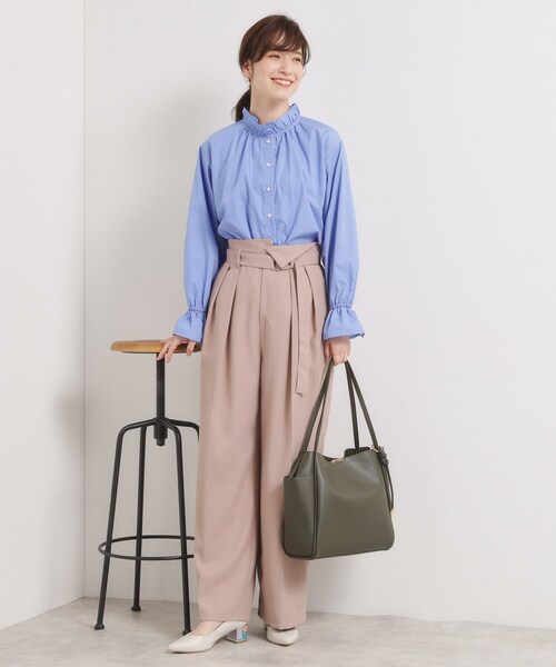 ITS'DEMO（イッツデモ）の「【洗濯機OK】スタンドフリルブラウス（シャツ/ブラウス・レディース・ブルー/ブルー系7/ピンク系3・00）」の8枚目の写真