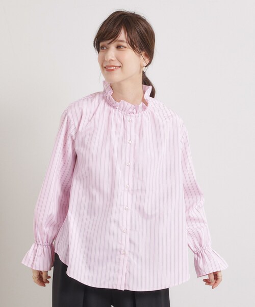 ITS'DEMO（イッツデモ）の「【洗濯機OK】スタンドフリルブラウス（シャツ/ブラウス・レディース・ブルー/ブルー系7/ピンク系3・00）」の17枚目の写真