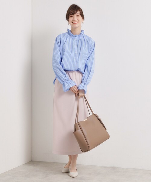 ITS'DEMO（イッツデモ）の「【洗濯機OK】スタンドフリルブラウス（シャツ/ブラウス・レディース・ブルー/ブルー系7/ピンク系3・00）」の10枚目の写真