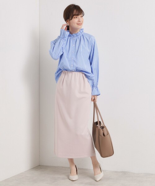 ITS'DEMO（イッツデモ）の「【洗濯機OK】スタンドフリルブラウス（シャツ/ブラウス・レディース・ブルー/ブルー系7/ピンク系3・00）」の7枚目の写真