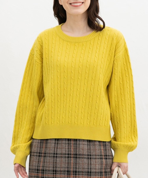 Honeys（ハニーズ）の「【ウォッシャブル】ケーブル編ニット（ニット/セーター・レディース・ベージュ系その他/マスタード/杢グレー/アイボリー/ブルー系その他3・L/LL/M）」の5枚目の写真