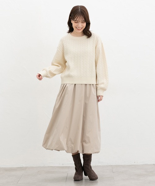 Honeys（ハニーズ）の「【ウォッシャブル】ケーブル編ニット（ニット/セーター・レディース・ベージュ系その他/マスタード/杢グレー/アイボリー/ブルー系その他3・L/LL/M）」の7枚目の写真