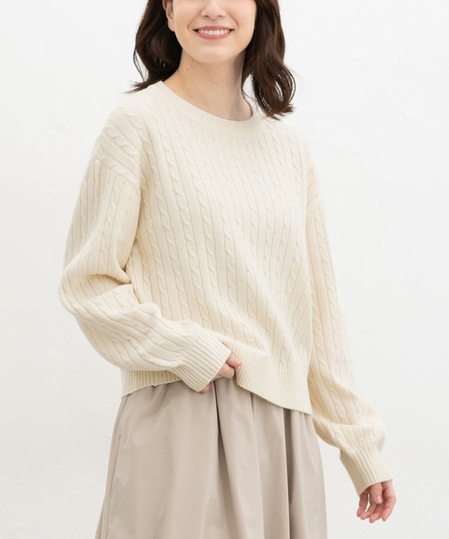 Honeys（ハニーズ）の「【ウォッシャブル】ケーブル編ニット（ニット/セーター・レディース・ベージュ系その他/マスタード/杢グレー/アイボリー/ブルー系その他3・L/LL/M）」の8枚目の写真