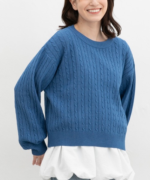 Honeys（ハニーズ）の「【ウォッシャブル】ケーブル編ニット（ニット/セーター・レディース・ベージュ系その他/マスタード/杢グレー/アイボリー/ブルー系その他3・L/LL/M）」の10枚目の写真