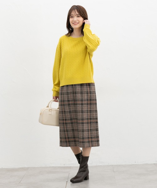 Honeys（ハニーズ）の「【ウォッシャブル】ケーブル編ニット（ニット/セーター・レディース・ベージュ系その他/マスタード/杢グレー/アイボリー/ブルー系その他3・L/LL/M）」の11枚目の写真