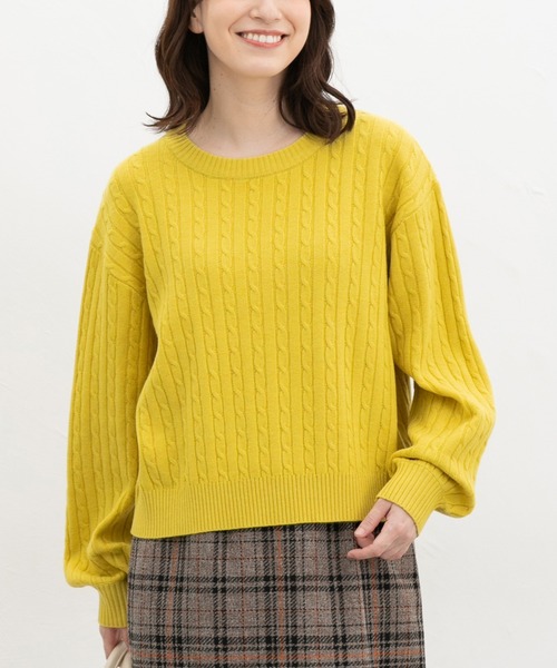 Honeys（ハニーズ）の「【ウォッシャブル】ケーブル編ニット（ニット/セーター・レディース・ベージュ系その他/マスタード/杢グレー/アイボリー/ブルー系その他3・L/LL/M）」の12枚目の写真