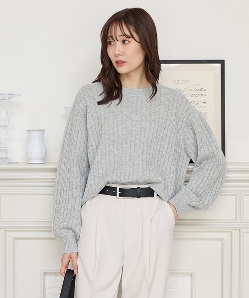 Honeys（ハニーズ）の「【ウォッシャブル】ケーブル編ニット（ニット/セーター・レディース・ベージュ系その他/マスタード/杢グレー/アイボリー/ブルー系その他3・L/LL/M）」の14枚目の写真