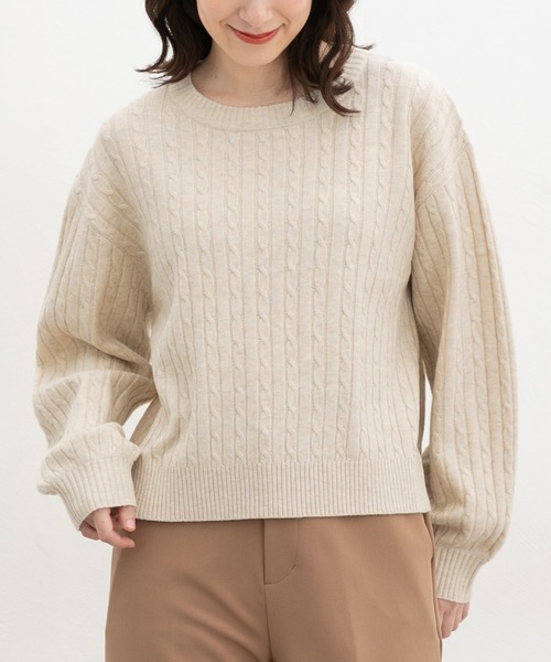 Honeys（ハニーズ）の「【ウォッシャブル】ケーブル編ニット（ニット/セーター・レディース・ベージュ系その他/マスタード/杢グレー/アイボリー/ブルー系その他3・L/LL/M）」の17枚目の写真