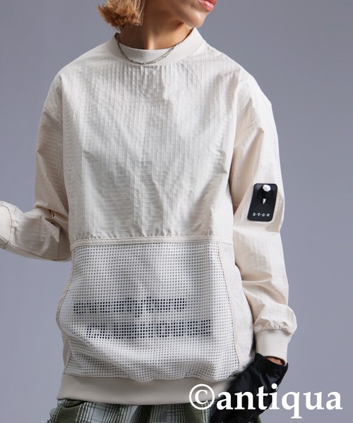 antiqua（アンティカ）の「【STCH】メッシュポケットトップス（Tシャツ/カットソー・レディース・ブルー/アイボリー/ブラック・LXL/ML）」の2枚目の写真