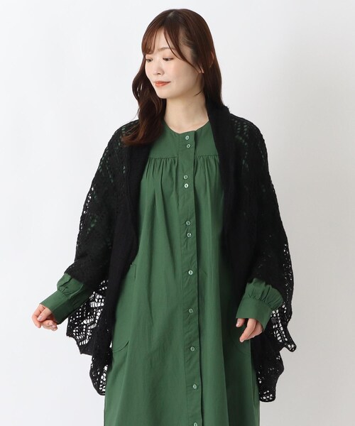 one'sterrace(ワンズテラス)の「【あったか】2WAYストール 透かし編み(ストール/ショール・レディース・ブラック系8/ライトグレー系8・99)」の2枚目の写真