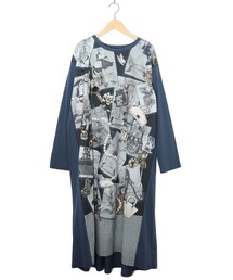 セール】553239：不思議な街柄タック入りワンピース（ワンピース）｜iS