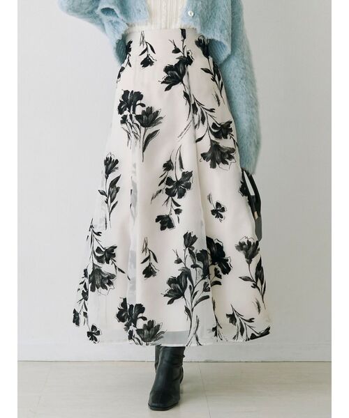 フロッキープリントフレアスカート（スカート）｜MERCURYDUO