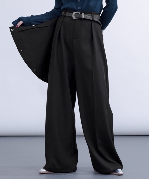 Ellno de Mavie(エルノデメヴィ)の「スナップボタンレイヤードパンツ(スラックス・レディース・ブラック・SMALL/MEDIUM)」の2枚目の写真