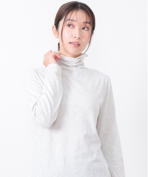 BACKYARD FAMILY(バックヤードファミリー)の「UVボトルネック長袖Tシャツ(Tシャツ/カットソー・レディース・オフホワイト/ネイビー/ブラック/アイボリー/杢グレー/ライトグレー/ブラウン/チャコールグレー・LL/L/M)」の10枚目の写真