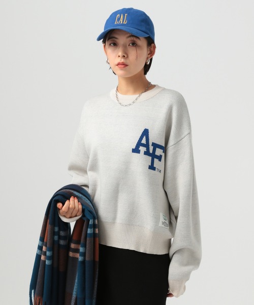 DISCUS ATHLETIC（ディスカス　アスレチック）の「【DISCUS ATHLETIC(ディスカス アスレティック)】別注カレッジニット（ニット/セーター・レディース・ライトブルー/オフホワイト/イエロー/オレンジ・FREE）」の2枚目の写真