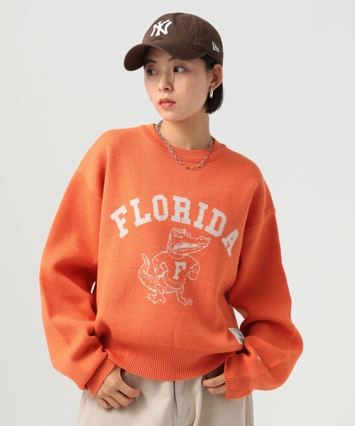 DISCUS ATHLETIC（ディスカス　アスレチック）の「【DISCUS ATHLETIC(ディスカス アスレティック)】別注カレッジニット（ニット/セーター・レディース・ライトブルー/オフホワイト/イエロー/オレンジ・FREE）」の4枚目の写真