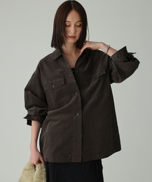 BABYLONE（バビロン）の「コットンコーデュロイシャツ（シャツ/ブラウス・レディース・キャメル/チャコール/ベージュ・フリー）」の2枚目の写真