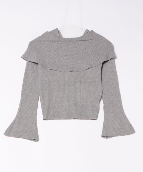 Lace Ladies(レースレディース)の「折り返し ネック フレア スリーブ リブ ニット トップス(ニット/セーター・レディース・グレイッシュベージュ/グレー/チャコールグレー/アイボリー・FREE/S)」の3枚目の写真