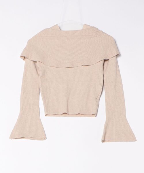 Lace Ladies(レースレディース)の「折り返し ネック フレア スリーブ リブ ニット トップス(ニット/セーター・レディース・グレイッシュベージュ/グレー/チャコールグレー/アイボリー・FREE/S)」の4枚目の写真