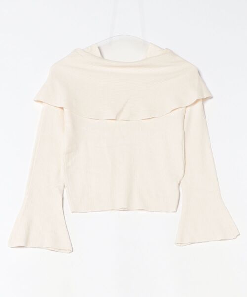 Lace Ladies(レースレディース)の「折り返し ネック フレア スリーブ リブ ニット トップス(ニット/セーター・レディース・グレイッシュベージュ/グレー/チャコールグレー/アイボリー・FREE/S)」の2枚目の写真