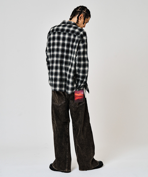 JOINT WORKS(ジョイントワークス)の「ダメージオンブレチェック ボクシーシャツ / Damaged Ombre Check Boxy Shirt(シャツ/ブラウス・メンズ・ベージュ/ブラック・MEDIUM/LARGE)」の6枚目の写真
