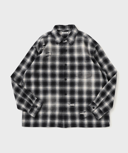 JOINT WORKS(ジョイントワークス)の「ダメージオンブレチェック ボクシーシャツ / Damaged Ombre Check Boxy Shirt(シャツ/ブラウス・メンズ・ベージュ/ブラック・MEDIUM/LARGE)」の17枚目の写真
