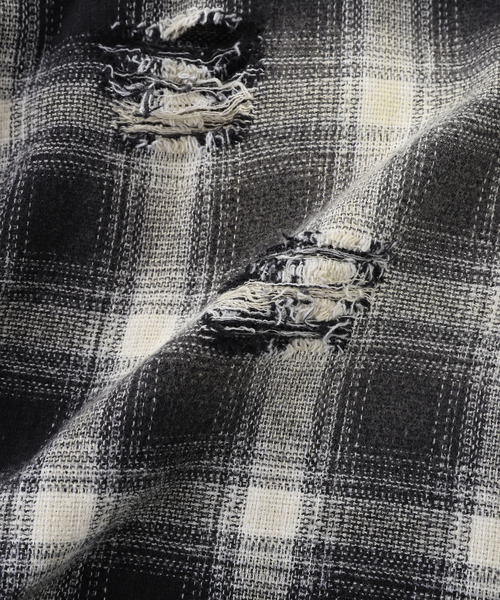 JOINT WORKS(ジョイントワークス)の「ダメージオンブレチェック ボクシーシャツ / Damaged Ombre Check Boxy Shirt(シャツ/ブラウス・メンズ・ベージュ/ブラック・MEDIUM/LARGE)」の12枚目の写真