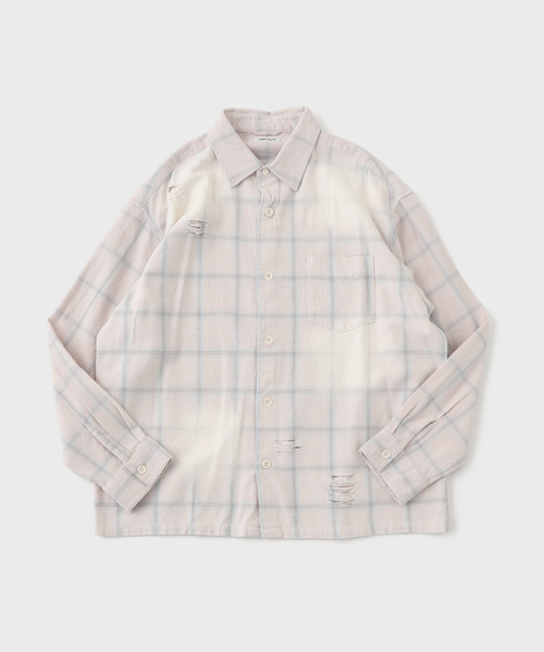 JOINT WORKS(ジョイントワークス)の「ダメージオンブレチェック ボクシーシャツ / Damaged Ombre Check Boxy Shirt(シャツ/ブラウス・メンズ・ベージュ/ブラック・MEDIUM/LARGE)」の11枚目の写真