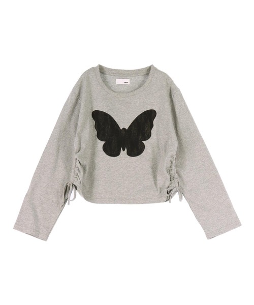 ANAP(アナップ)の「レース バタフライ刺繍 サイド シャーリング ロンT(Tシャツ/カットソー・レディース・グレー/オフホワイト/ダークアッシュ・F)」の16枚目の写真