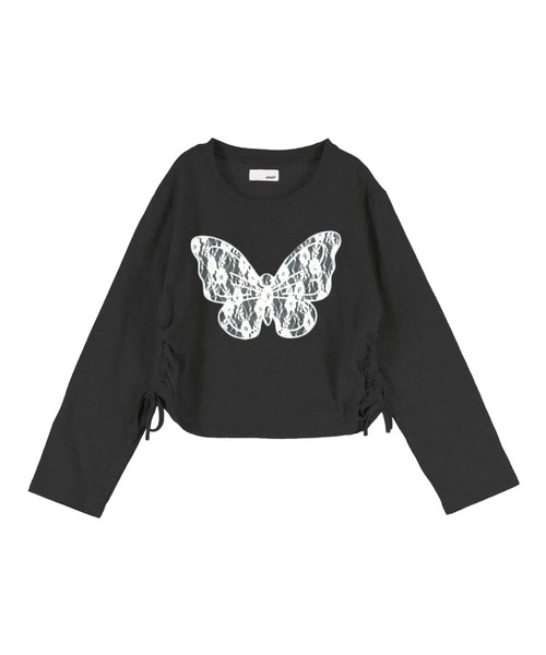 ANAP(アナップ)の「レース バタフライ刺繍 サイド シャーリング ロンT(Tシャツ/カットソー・レディース・グレー/オフホワイト/ダークアッシュ・F)」の17枚目の写真