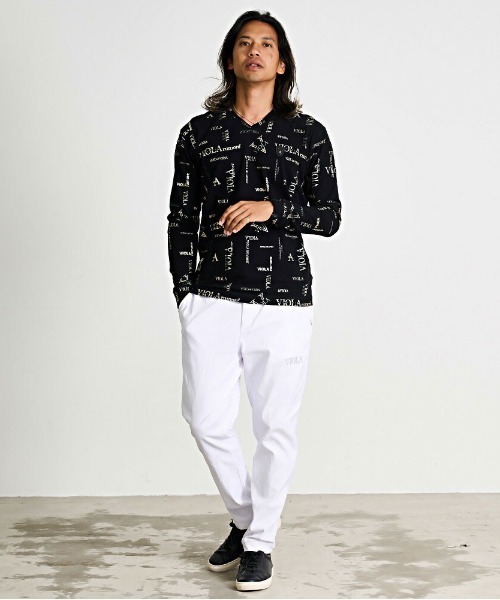 VIOLA(ヴィオラ)の「『VIOLA rumore/ヴィオラ ルモーレ』総柄プリント入りVネック長袖カットソー(Tシャツ/カットソー・メンズ・ホワイト/ブラック×シルバー/ブラック×ゴールド・XL/L/M)」の7枚目の写真