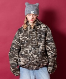 a.p.o.v.（エーピーオービー）の「a.p.o.v. カモフラデニムオーバーサイズ短丈フードブルゾンジャケット（ブルゾン）」