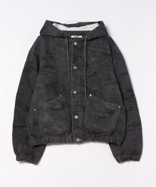 a.p.o.v.(エーピーオービー)の「a.p.o.v. カモフラデニムオーバーサイズ短丈フードブルゾンジャケット(ブルゾン・メンズ・チャコール/カーキ・ONESIZE)」の10枚目の写真