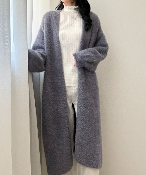 maison de LATIR(メゾンドラティール)の「ふわふわロングシャギーニットカーディガン(ニット/セーター・レディース・ピンク/ホワイト/グレー/ブラック・FREE)」の15枚目の写真