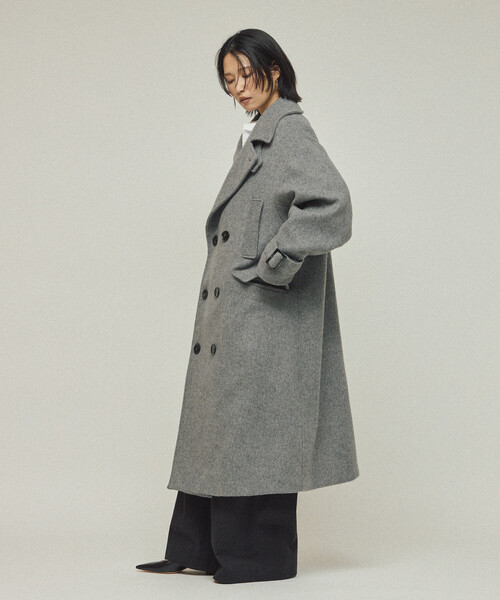 Firsthand（ファーストハンド）の「Firsthand/ファーストハンド オーバーサイズ リサイクルウールコート（ステンカラーコート・レディース・チャコールグレー/ネイビー/オフホワイト・ﾌﾘ-）」の7枚目の写真