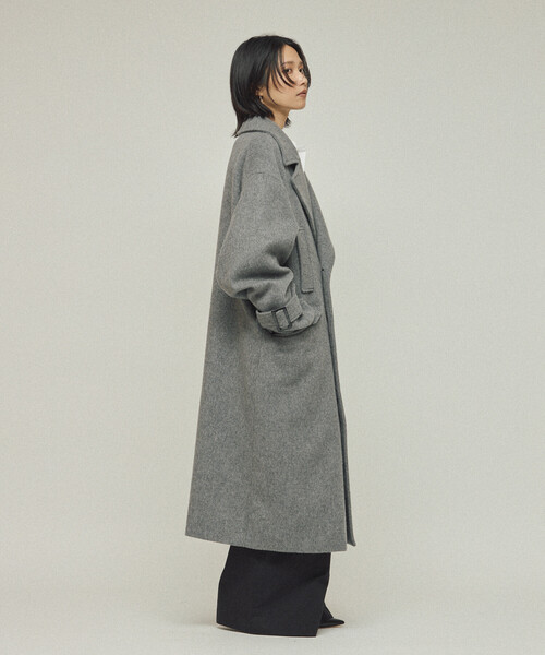 Firsthand（ファーストハンド）の「Firsthand/ファーストハンド オーバーサイズ リサイクルウールコート（ステンカラーコート・レディース・チャコールグレー/ネイビー/オフホワイト・ﾌﾘ-）」の9枚目の写真