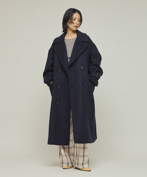 Firsthand（ファーストハンド）の「Firsthand/ファーストハンド オーバーサイズ リサイクルウールコート（ステンカラーコート・レディース・チャコールグレー/ネイビー/オフホワイト・ﾌﾘ-）」の12枚目の写真