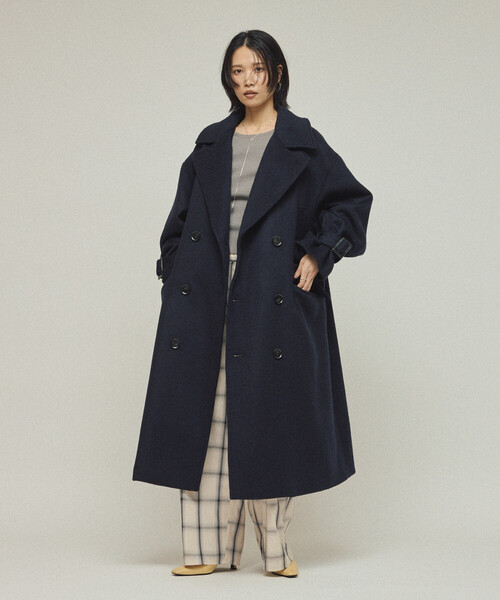 Firsthand（ファーストハンド）の「Firsthand/ファーストハンド オーバーサイズ リサイクルウールコート（ステンカラーコート・レディース・チャコールグレー/ネイビー/オフホワイト・ﾌﾘ-）」の14枚目の写真
