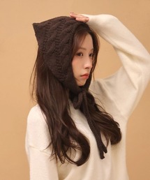 CEMONEMO（セモネモ）の「ケーブル編み ニット バブーシュカ（ニットキャップ/ビーニー）」