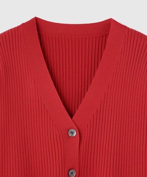 VICKY（ビッキー）の「ライトウェイトペプラムニットカーディガン≪手洗い可能≫（カーディガン/ボレロ・レディース・ブラック/レッド・M）」の5枚目の写真