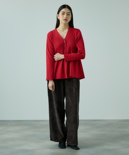 VICKY（ビッキー）の「ライトウェイトペプラムニットカーディガン≪手洗い可能≫（カーディガン/ボレロ・レディース・ブラック/レッド・M）」の12枚目の写真