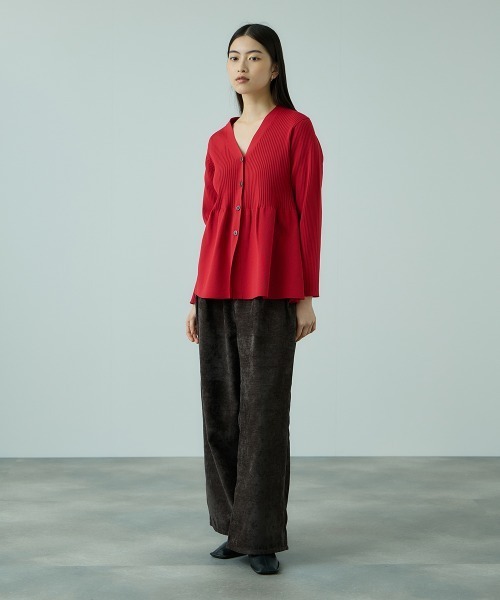 VICKY（ビッキー）の「ライトウェイトペプラムニットカーディガン≪手洗い可能≫（カーディガン/ボレロ・レディース・ブラック/レッド・M）」の13枚目の写真