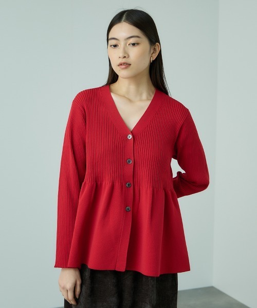 VICKY（ビッキー）の「ライトウェイトペプラムニットカーディガン≪手洗い可能≫（カーディガン/ボレロ・レディース・ブラック/レッド・M）」の11枚目の写真