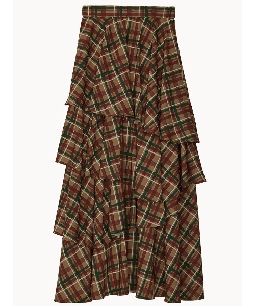 Ameri(アメリ)の「HANDWRITING CHECK TIERED SKIRT(スカート・レディース・ベージュ/ネイビー・SMALL/MEDIUM)」の10枚目の写真