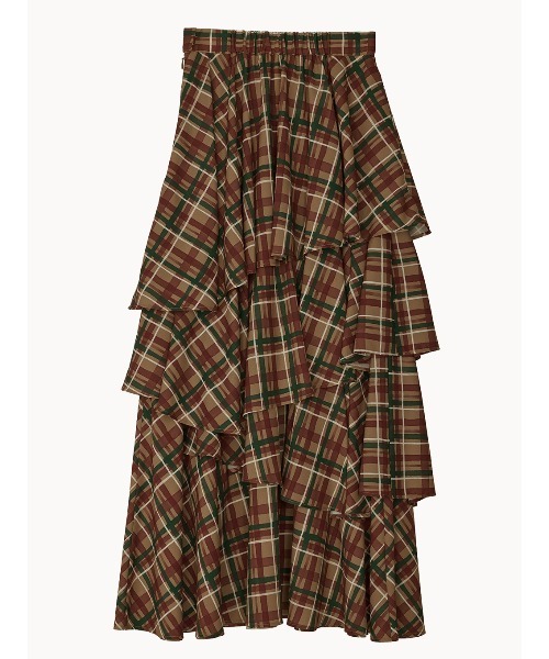 Ameri(アメリ)の「HANDWRITING CHECK TIERED SKIRT(スカート・レディース・ベージュ/ネイビー・SMALL/MEDIUM)」の15枚目の写真