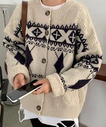 ノルディック柄ニット」に該当するカーディガン/ボレロファッション