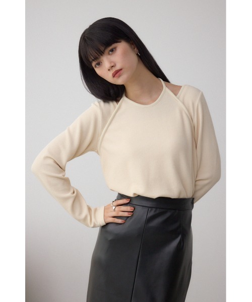 AZUL by moussy（アズールバイマウジー）の「ホルターレイヤードトップス（Tシャツ/カットソー・レディース・アイボリー/ブラック/ブラウン・FREE）」の6枚目の写真