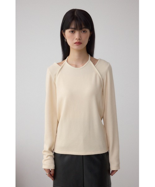 AZUL by moussy（アズールバイマウジー）の「ホルターレイヤードトップス（Tシャツ/カットソー・レディース・アイボリー/ブラック/ブラウン・FREE）」の8枚目の写真