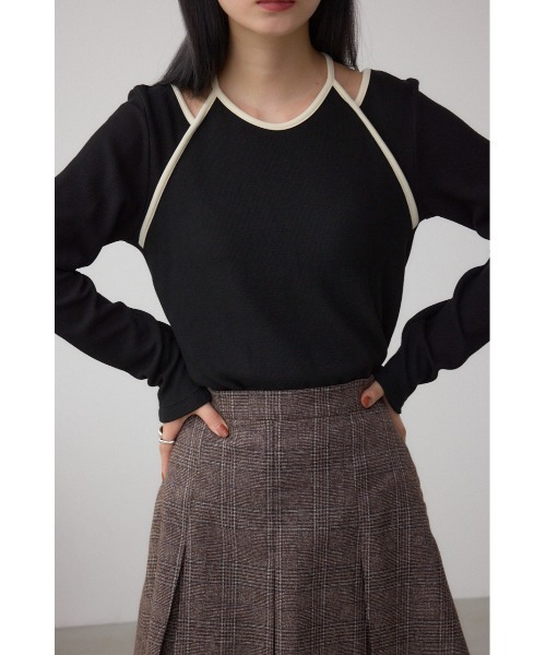 AZUL by moussy（アズールバイマウジー）の「ホルターレイヤードトップス（Tシャツ/カットソー・レディース・アイボリー/ブラック/ブラウン・FREE）」の16枚目の写真